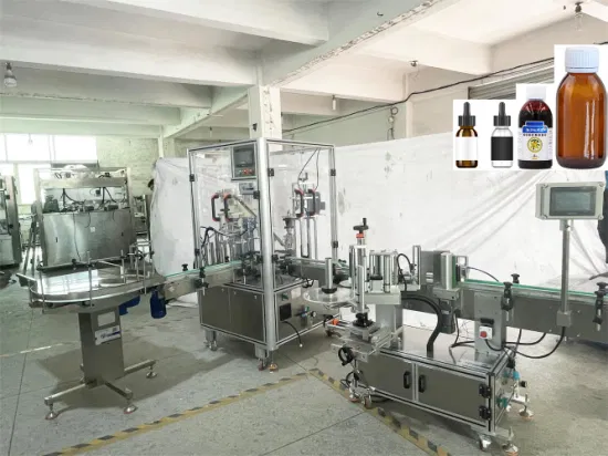 Ligne de production automatique de machine d'étiquetage de capsulage de remplissage de liquide pharmaceutique pour liquide oral bouteille en plastique de verre rond de liquide externe