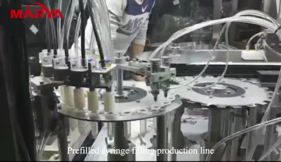 Ligne de production de remplissage de seringues préremplies de bouteilles en plastique/verre Marya Pharmaceutical pour le fabricant chinois